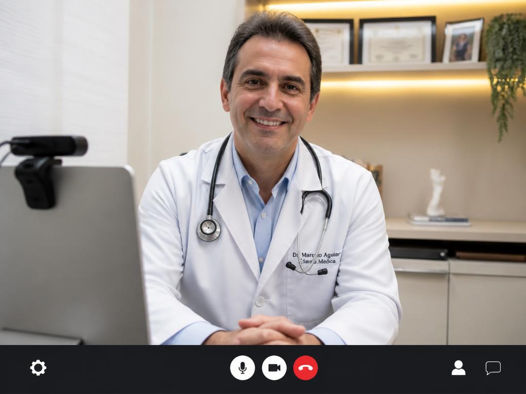 Médico atendendo paciente por telemedicina